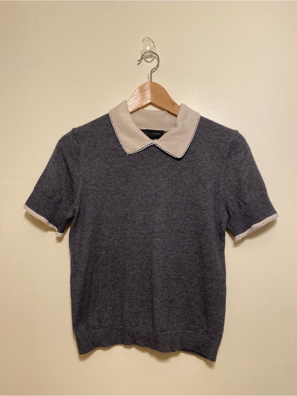 Zara Gray Sweater with Cream Collar. Size S